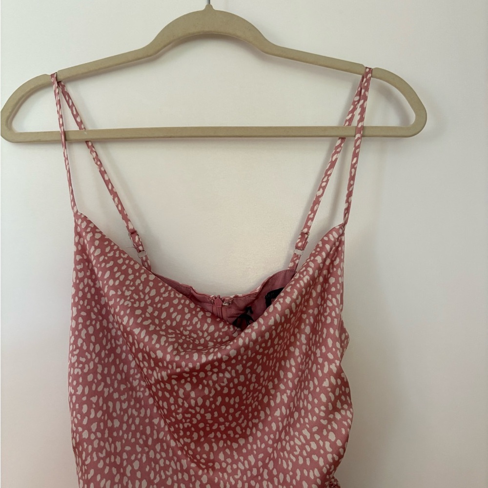 Pink and White Strappy Ruched Dress